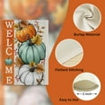 thumbnail image 3 of Welcome Fall Pumpkins Decorative Garden Flag Autumn White Teal Pumpkin Farmhouse Yard Outside Decorations Thanksgiving Seasonal Burlap Outdoor Small Home Decor Double Sided 12 x 18, 3 of 6
