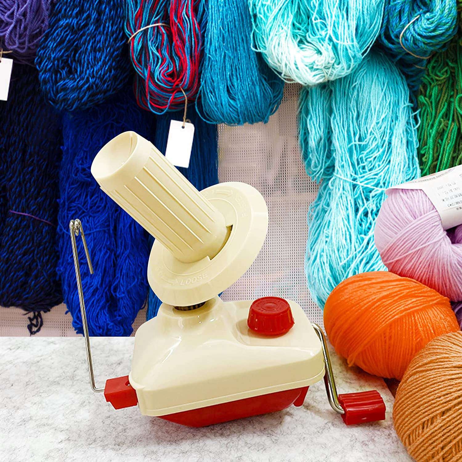 Yarn Ball Winder,Convenient Ball Winder for Yarn,Yarn Swift and Ball Winder  Combo with Easy Installation for Yarn Storage,1 Pcs Scissors + 20 Pcs  Stitch Knitting Needles + 4 Size Pompom Maker (26)