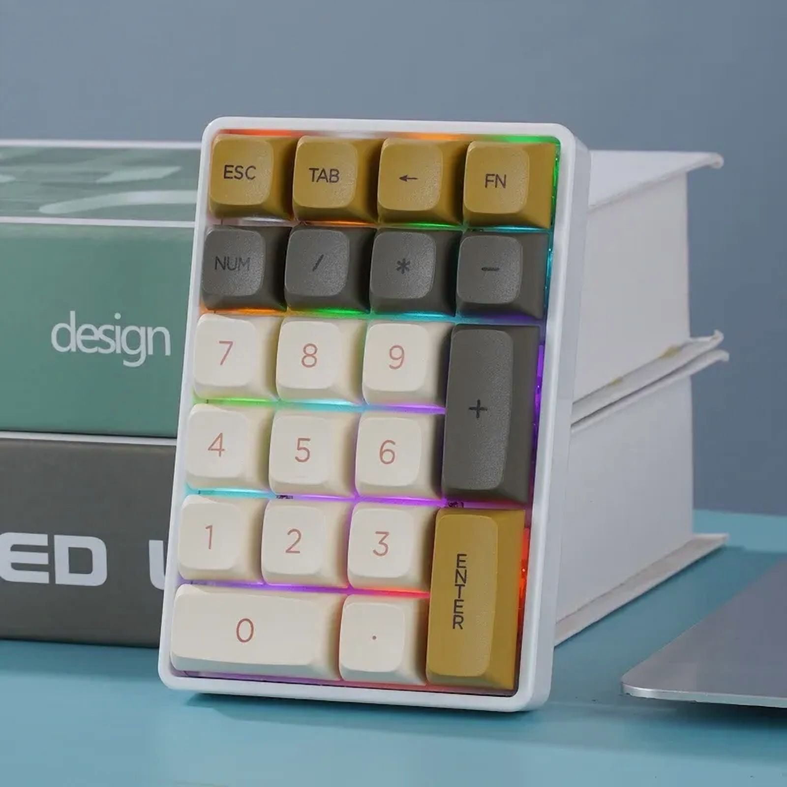 K21 21-Key Mechanical Keyboard, BT/2.4Ghz/USB-C Connection, Colourful Lighting, Full Key Hot-Swap for PC Laptops