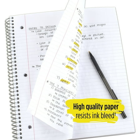 Five Star Wirebound Notebook, 3 Subject, College Ruled, 11" x 8 1/2", Assorted (820003CK1-WMT)