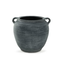 Signature Design by Ashley Meadie Terra Cotta Vase, Distressed Blue Finish, Decorative Accent Vase