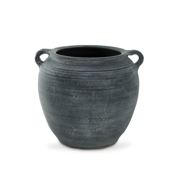 Signature Design by Ashley Meadie Terra Cotta Vase, Distressed Blue Finish, Decorative Accent Vase