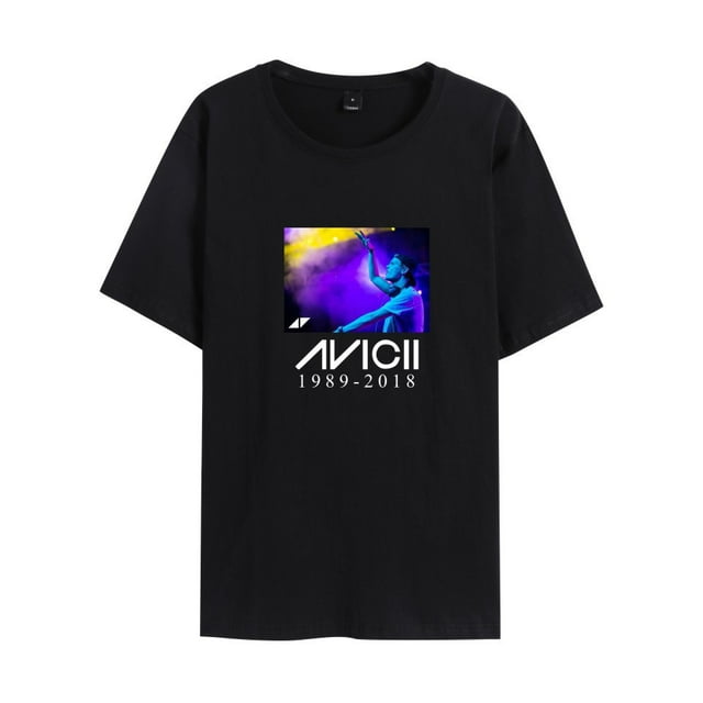 Suède DJ Avicii Avicii Entourant Personnalisé Tendance Coton Hommes Tout-Match Col Rond à Manches Courtes T-shirt- SinKeeU