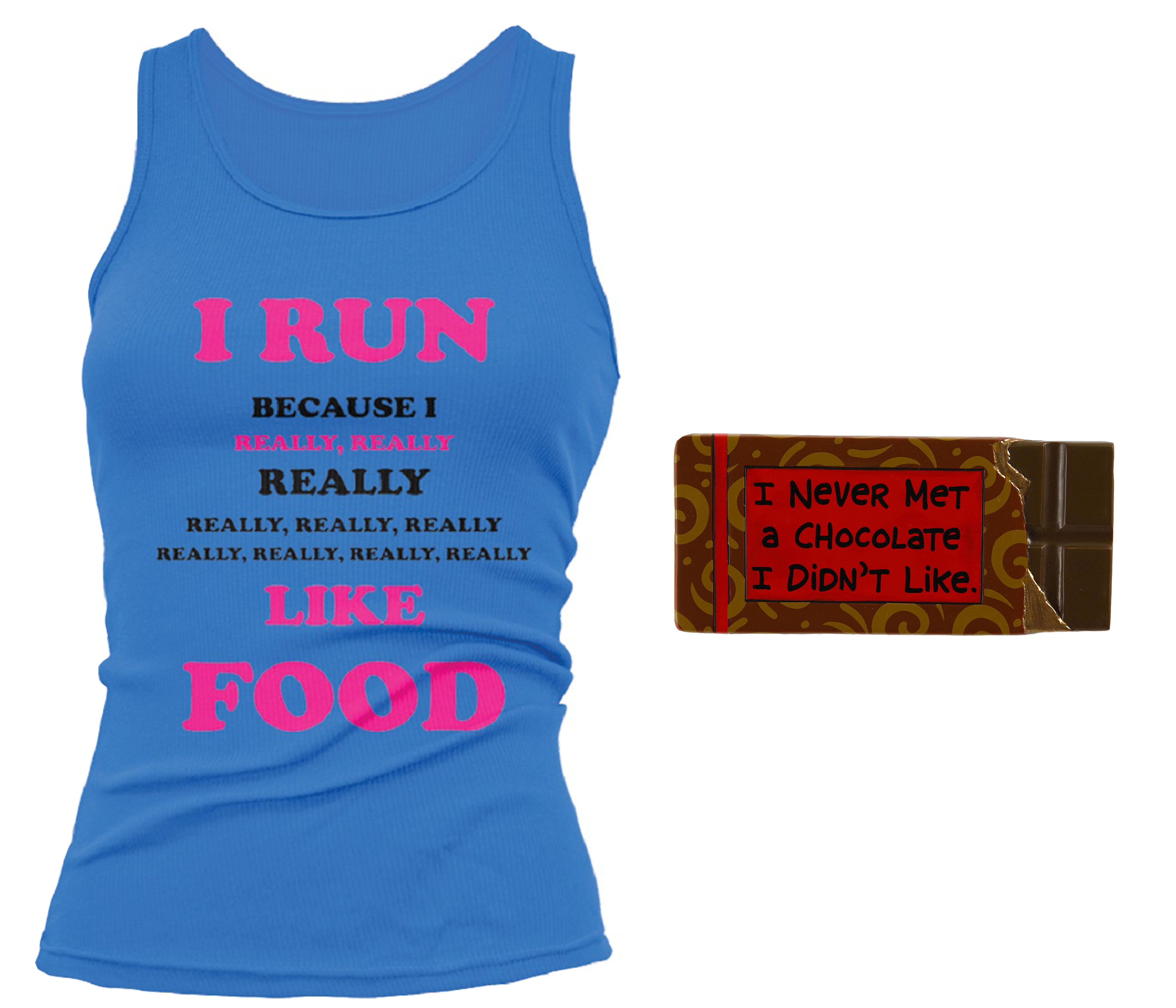 I Run Because I Really Like Food Women's Fitted Tank & Magnet Multi-pack, Funny  Running Shirt - FREE SHIPPING 