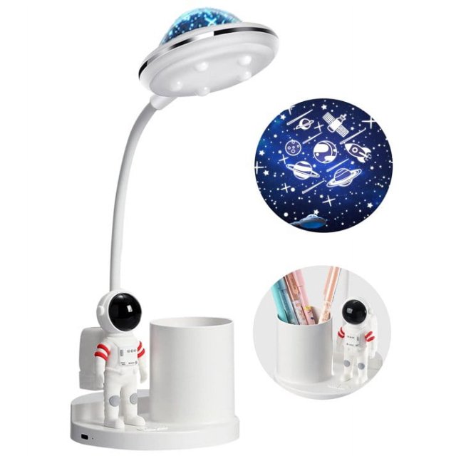 Lámpara de escritorio Accwork con proyector de cielo estrellado, lámpara de mesa LED para niños de 2000 mAh, lámpara de lectura, lámpara de noche, lámpara de escritorio inalámbrica para