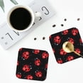 thumbnail image 5 of Honeii Beautiful Red Ladybug Print Leather Coaster Set of 6, Ideal for Safeguarding Your Furniture from Drinks Spills and Effortless Cleanup,Square, 5 of 7