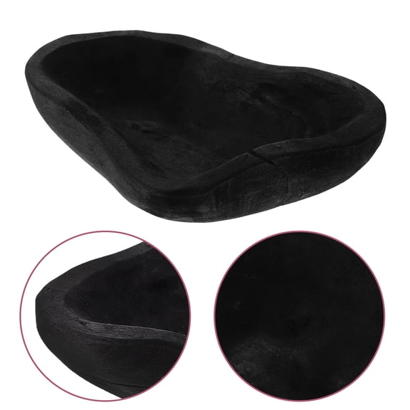 SEWCHICS Handmade Rustic Wood Bowl Black - 1 Set Fruit Holder for Home Kitchen Dining Table Decoration