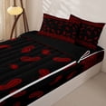 thumbnail image 3 of Homewish Black Red Boho Zipper Queen Comforter Set with Fitted Sheet and 2 Pillowcases,Rustic Exotic Paisley Zipper Bedding Set,Black Reversible,4pcs, 3 of 8