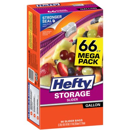 Custom Plastic Bags - Hefty Slider Storage Bags, Gallon, 66 Ct