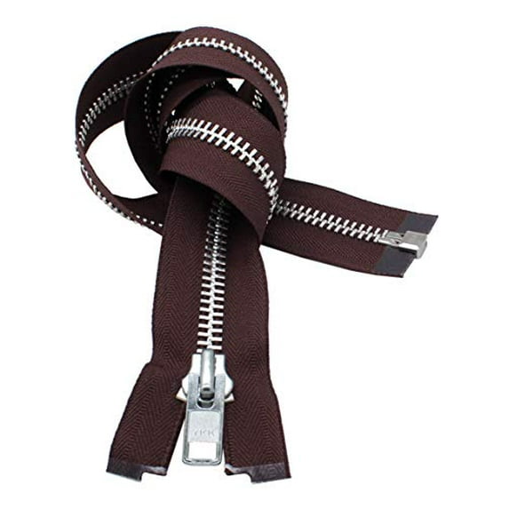 YKK #10-12 Inches to 36 Inches Aluminum Separating Jacket Extra Heavy Duty Metal Zippers for Sewing Coats Crafts (1 Zipper per Pack) Color #570 Brown (15 Inches)