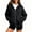Black-#001, variant on Dweltoz Zip Up Hoodies for Women Oversized Casual Sweatshirts Cute Full Zip Cozy Jackets with Pockets Fall Winter Long Sleeve Hooded Clothes,Black M