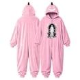 thumbnail image 4 of Matching Halloween Pumpkin Onesie Costume for Adults, Flannel Hooded Pumpkin Pajamas with Spooky Ghost Print, Halloween Pajamas for Couple, Cozy Oversized Fit Jumpsuit for Halloween Costume Party, 4 of 8