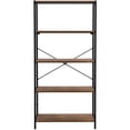 thumbnail image 3 of eHemco 5 Tier Bookshelf, Modern Rustic Bookcase Shelf, Book Rack, Free Standing Shelf, Storage Rack for Home Office, Living Room, Kitchen, 64 Inches, Black Metal Frame with Coffee Shelves, 3 of 7