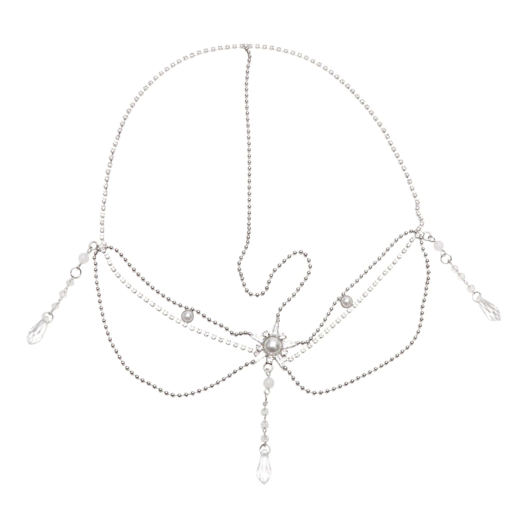 Unique Bargains Headpiece Bohemia Faux Diamond Head Chain Silver Tone 1 Pc