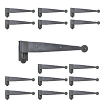 Renovators Supply Black Offset Strap Lift Off Pintle Hinge 11 x 2 5/8" L Wrought Iron Pin Hinges for Shutters, Doors or Gates Offsets w/Hardware Pack of 2