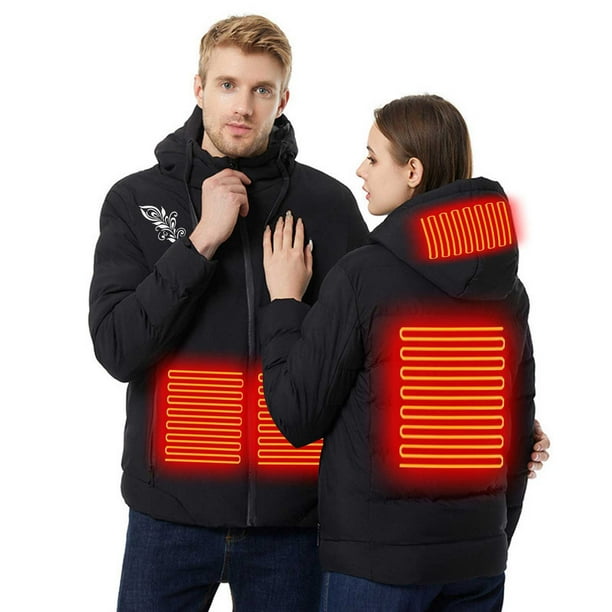 Chaquetas y abrigos casuales de manga larga con capucha, con USB, temperatura constante, calefactables, resistentes al viento, talla grande, para hombre y mujer, invierno, 4 unidades