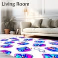 thumbnail image 2 of ODIKA 2'x3' Machine Washable Non-Slip Area Rug, Quirky Holiday with Abstract Cat Motifs and Twinkling Lights High Traffic Rug, Pink, 509024, 2 of 7