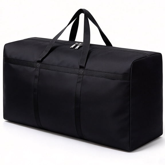 Youersen Foldable Duffle Bag with Zippers and Handles, Ideal for Travel and Storage, Black