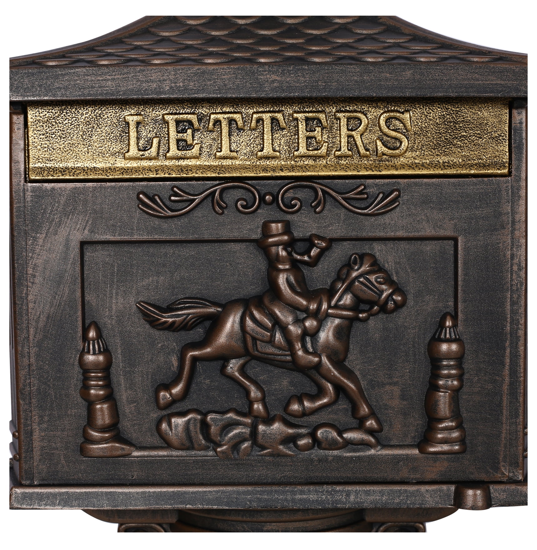 Cast Aluminum Mailbox - Bronze Postal Box with Lock & Keys - Large, Heavy Duty, 45.5" Tall