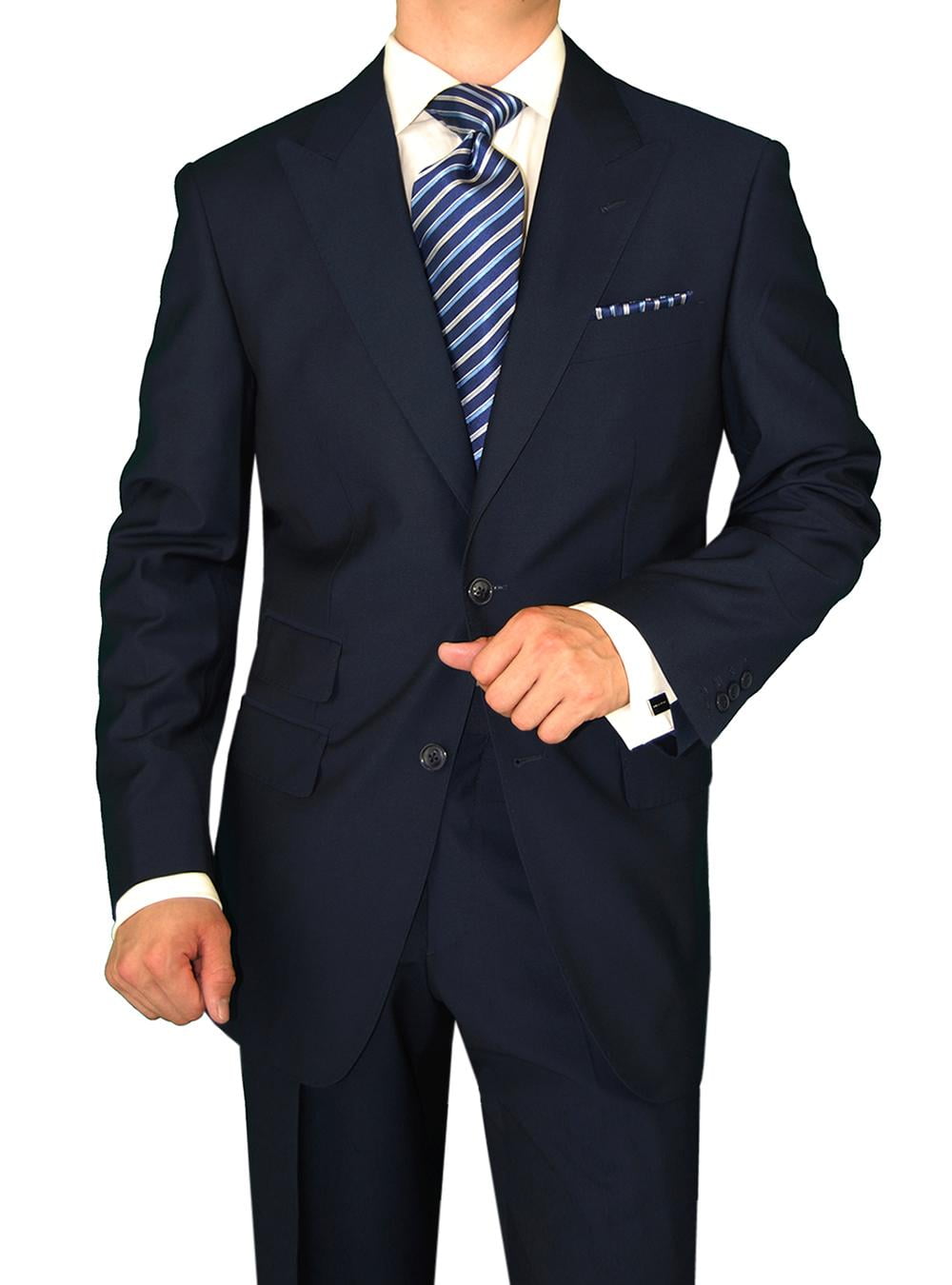 DTI GV Executive Men's Italian Two Button Wool Suit Set Ticket Pocket