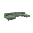 thumbnail image 2 of Contemporary Sage Color 6pc Modular Sectional Set Corduroy Upholstery Couch 2x Corner wedge, 2x Armless Chairs 2x Ottomans Living Room, 2 of 16