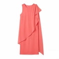 thumbnail image 4 of ClodeEU Women's Chiffon Sleeveless Crewneck Midi Dress ,Casual Solid Color Summer Dress Watermelon Red,Women's Plus XL, 4 of 5