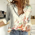 thumbnail image 2 of 3/4 Sleeve Tops for Women Helii Casual Floral Printed Button Down Shirts Loose Fit Breathable Work Shirt Summer Outfits for Travel Vacation 2026 New (Green 5XL), 2 of 7