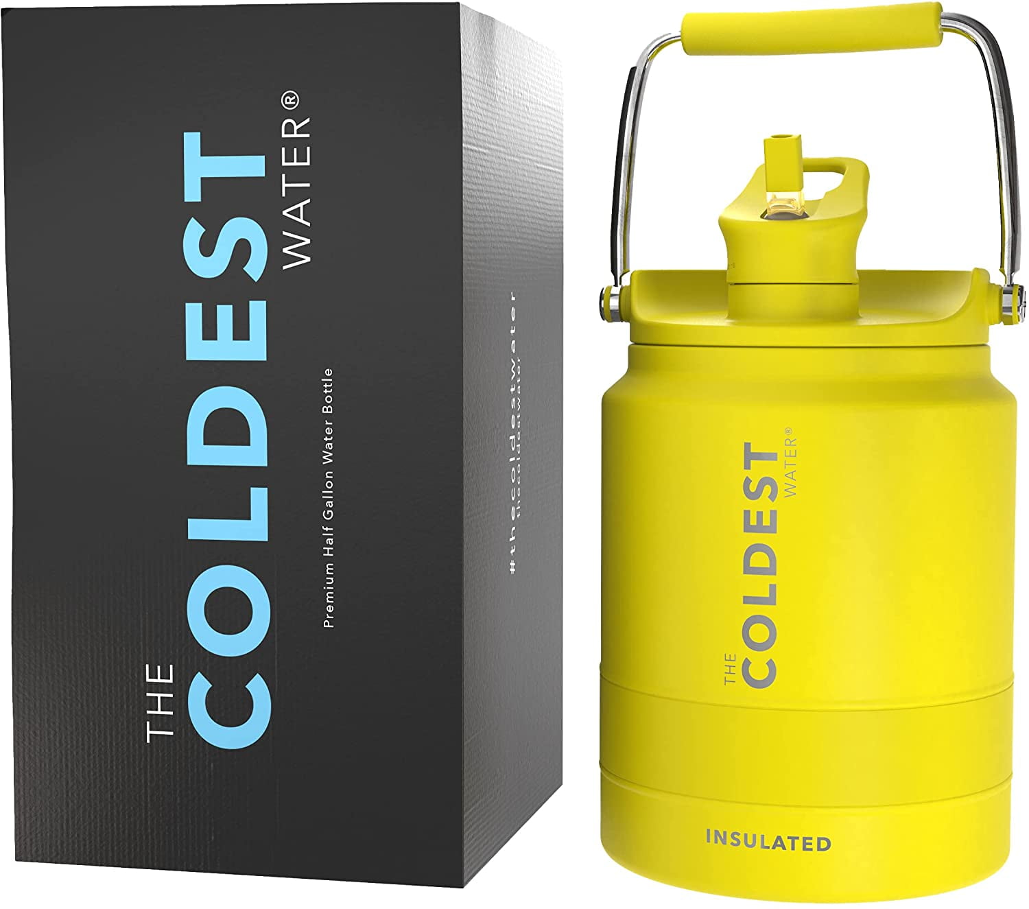 Coldest Sports Water Bottle 1/2 Gallon (Straw Lid), Leak Proof, Vacuum Insulated Stainless