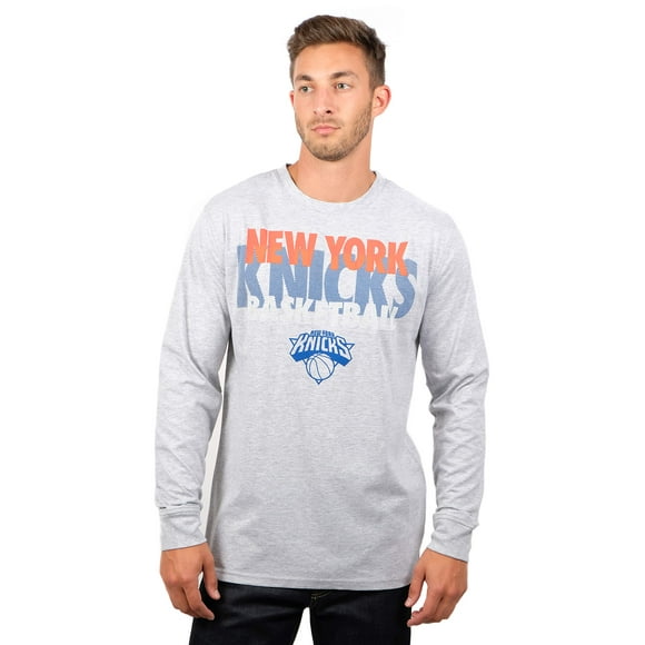 Ultra game NBA New York Knicks Mens Supreme Long Sleeve Pullover Tee Shirt, Heather gray, X-Large