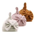 thumbnail image 1 of 3pcs/Lot Infant Baby Girls Bow Hat with Solid Color, High Elasticity Casual Newborn Soft Head Wraps Turban Accessory 0-18M9One Size He Qiyong unisex, 1 of 1