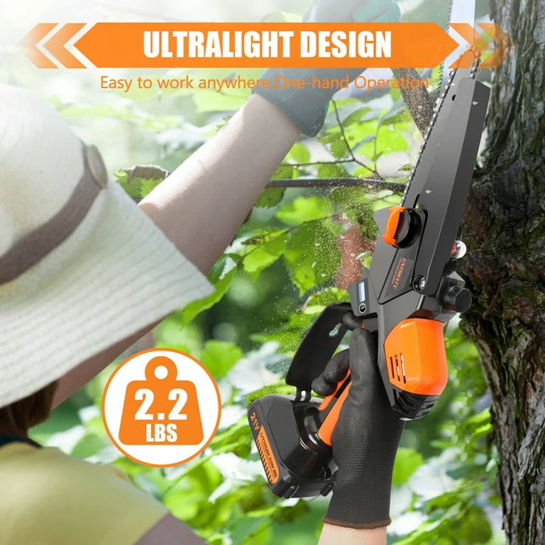 UNTIMATY 6 Mini Chainsaw with 2 Batteries 2 Chains, 6-Inch Cordless  Handheld Chain Saw for Wood Cutting Tree Trimming 