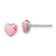 thumbnail image 1 of Solid 925 Sterling Silver and Enameled Heart Post Studs Earrings - 6mm x 8mm, 1 of 3