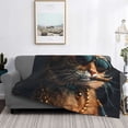 thumbnail image 2 of Yiaed Dapper Cat in Sunglasses Print Blanket Throw Blanket Soft Cozy Flannel Blanket for Home Bed Sofa Couch Chair-80"x60", 2 of 6