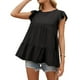 thumbnail image 2 of Camiseta de mujer Verano Encaje Cuello redondo Manga corta Casual Top suelto, Negro, M tholdsy AP001322-06, 2 of 7