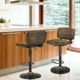 thumbnail image 3 of Gymax Set of 2 Adjustable Bar Stools Swivel Bar Chairs w/Backrest Retro Brown, 3 of 10