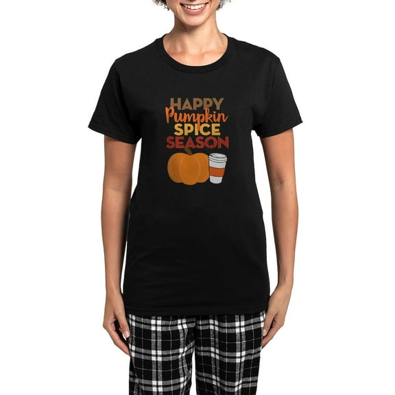 CafePress - Pumpkin Spice Season Pajamas - Women's Short Sleeve Print T-Shirt and Pants Dark Cotton Pajama Set