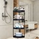 thumbnail image 4 of Estante de almacenamiento esquinero para baño con altura ajustable | Organizador de trípode de plástico y acero inoxidable | Ruedas extraíbles y orificios de drenaje | Estante de pie de 82,7, 4 of 5