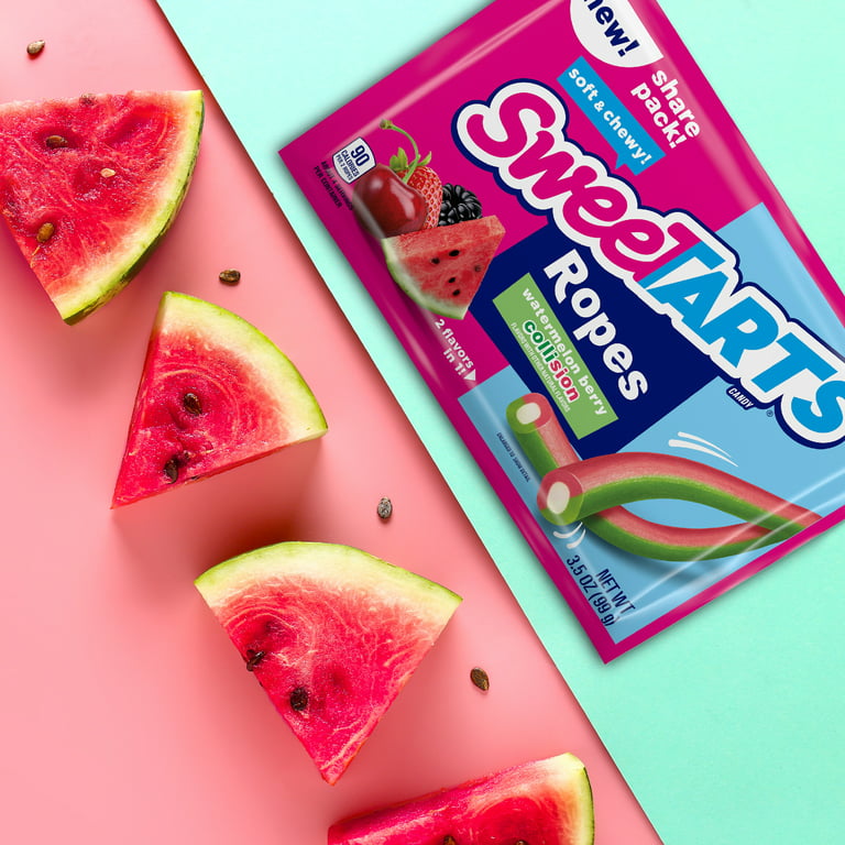 Sweetarts Candy, Watermelon Berry Collision, Soft & Chewy, Ropes, Share Pack - 3.5 oz