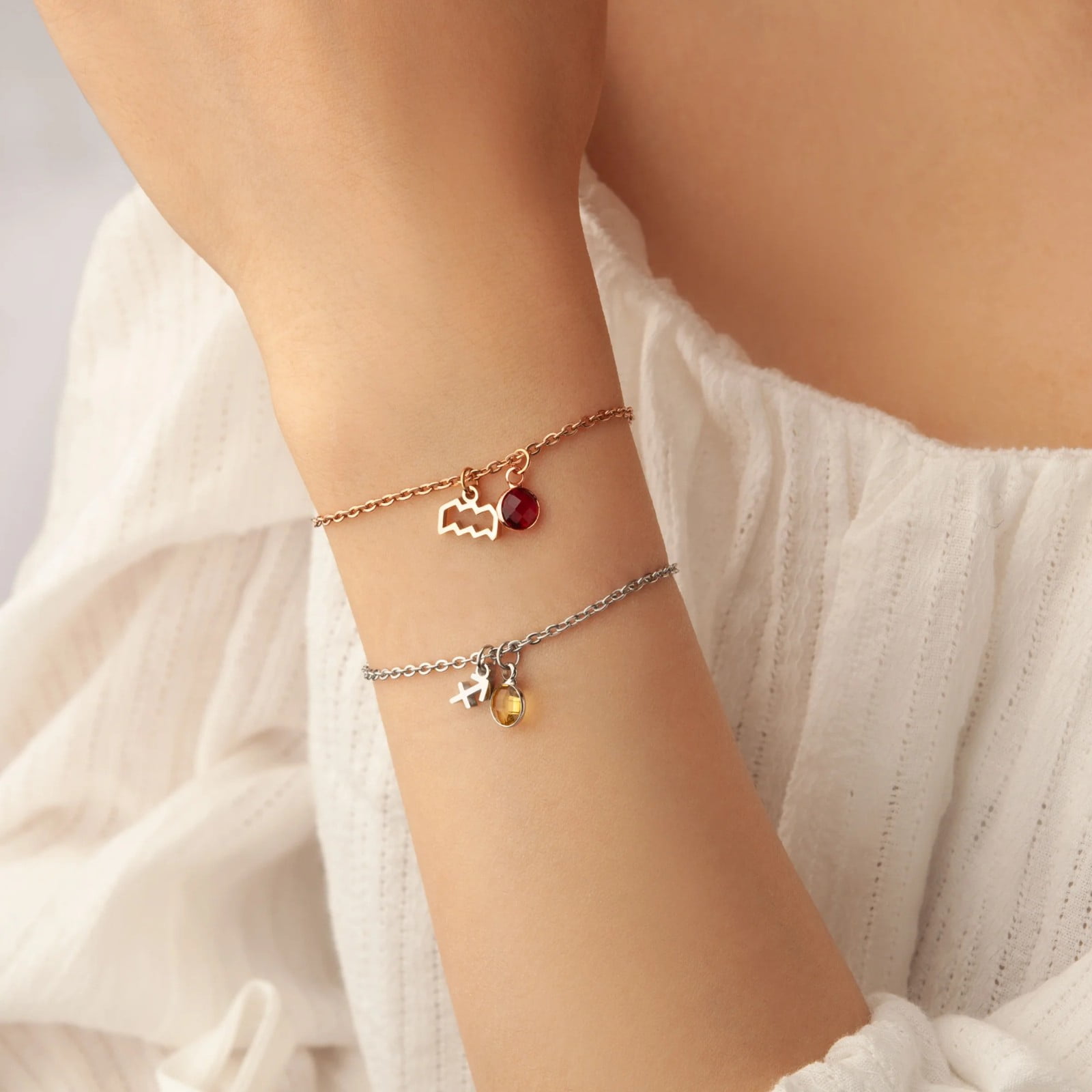 Anavia Gold/Silver/Rold Gold Zodiac Couple Bracelet for Women Teen Girls,Hand Made Stainless Steel Astrology Constellation Bracelet Friendship Promise Jewelry Gift Card