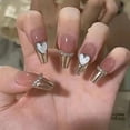 thumbnail image 1 of LAICAIW RUNRAYAY 24Pcs Press on Nails Medium, Heart Design Fake Nails with Nail Rhinestones, False Nails with Designs Acrylic Stick on Nails for Women and Girls, 1 of 5