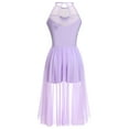 thumbnail image 4 of IBTOM CASTLE Women Lyrical Dance Costumes Lace Flower Embroidery Spliced Tulle Dress Flowy Chiffon Leotard Skirt S Light Purple, 4 of 8
