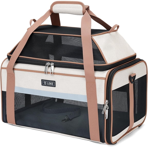 Top-Expandable Soft-Sided Pet Carrier 18x13x9.5 Inch Airline-Approved Underseat Carrier for Small Cats and Dogs Up to 15 lbs with Locking Zippers and Anti-Scratch Mesh