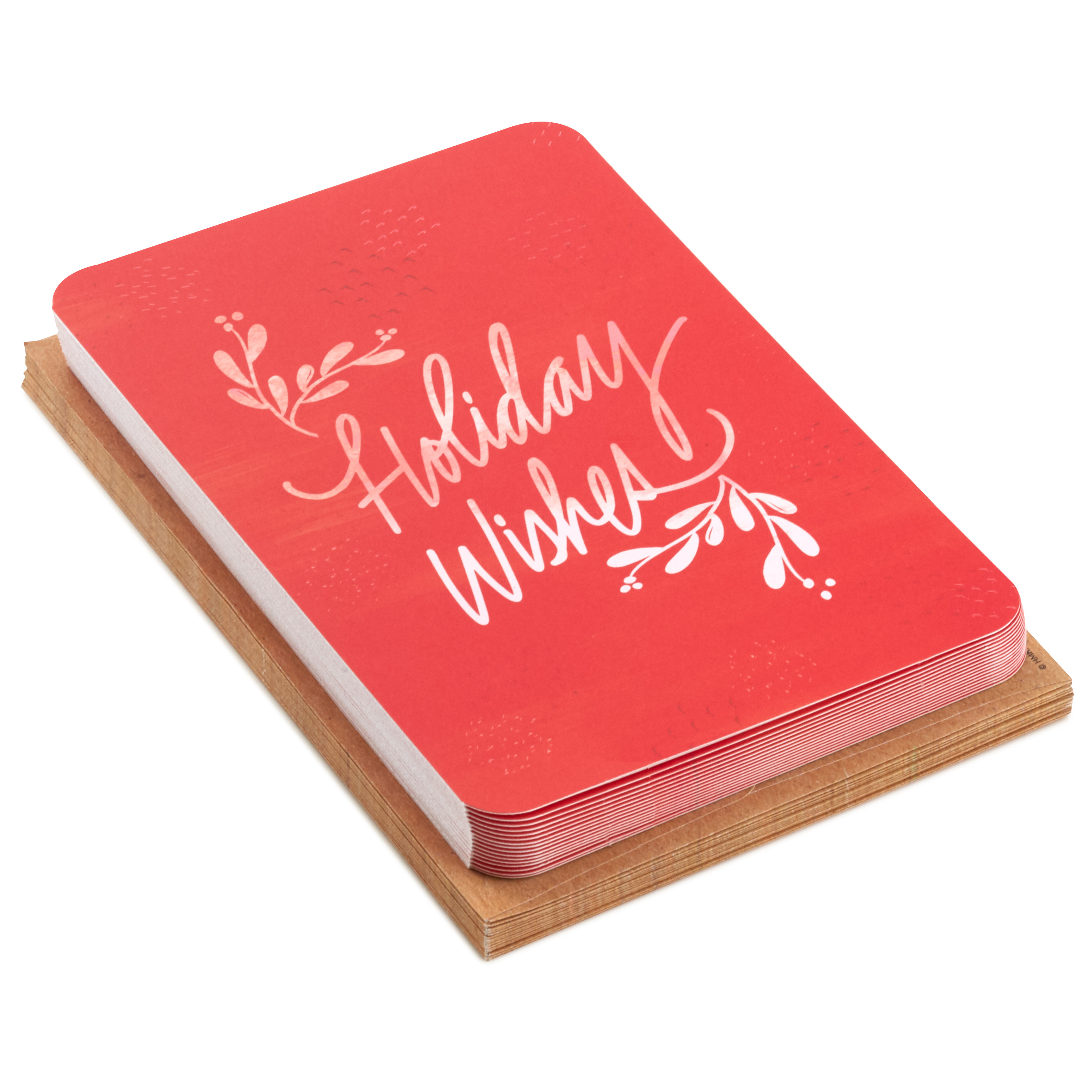 Hallmark Boxed Holiday Greeting Cards, Holiday Wishes (16 Cards and 17 Envelopes)