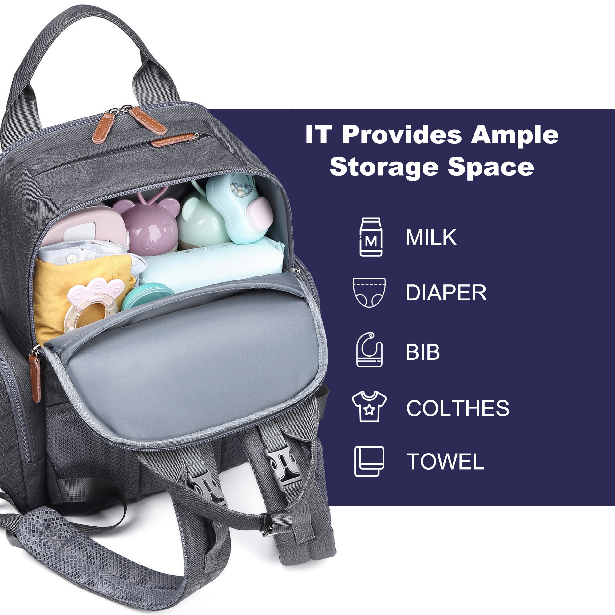 AGUDAN Baby Diaper Backpack Waterproof Maternity Bag Dry&Wet Separation Nappy Bag 12x7x16IN