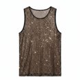 thumbnail image 3 of YAYUBA Men's Striped Sequin Tank Top for Rave, Sparkly Metallic Reflective Mesh Shirts, Gold, L, 3 of 3