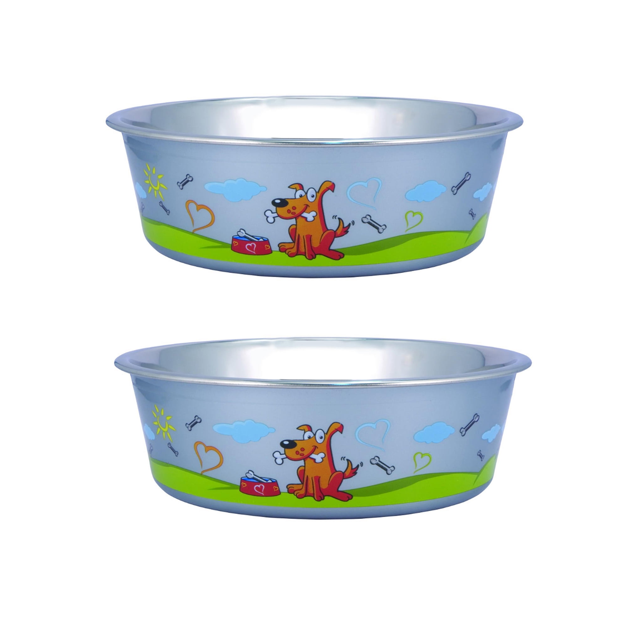 Pefilos 54.1 oz Stainless Steel Pet Bowl with Anti Skid Rubber Base and Dog Design, 2Pcs 8.46"x2.76" Dog Bowls for Medium Dogs, Blue Pefilos 54.1 oz Stainless Steel Pet Bowl with Anti Skid Rubber Base and Dog Design, 2Pcs 8.46"x2.76" Dog Bowls for Medium Dogs, Blue