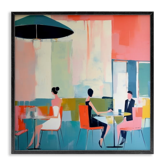Stupell Industries Mid-Century People in Restaurant Black Framed Giclee Art, 17 x 17, by Irena Orlov