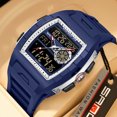 thumbnail image 2 of Men Watches Business Dress Chronograph Big Square Quartz Analog Male Watch Silicone Strap Waterproof Date Gift Mens Wrsit Watch, 2 of 7