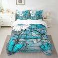 thumbnail image 2 of Manfei Dreamy Blue Butterfly 7-Piece Bedding Comforter Set,White Rustic Flower King Bedding Sets,Old Barn Door Bed Sheets For Girls Boys,Luxury Bedroom Decor, 2 of 8
