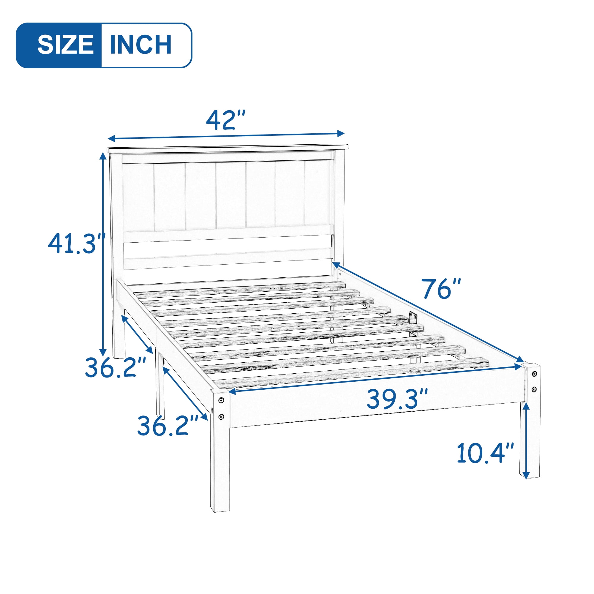 Euroco Wood Twin Size Platform Bed with Headboard and Footboard for Kids, Espresso